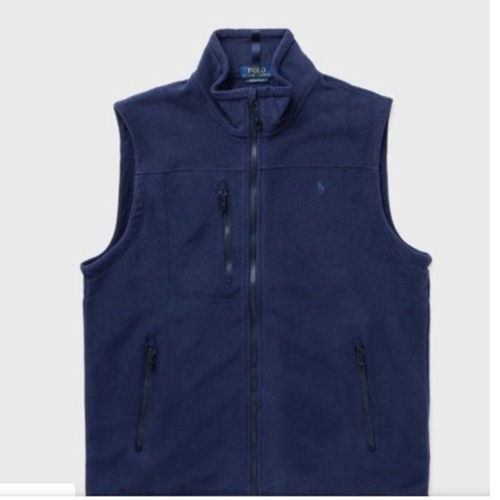 Polo Ralph‎ Lauren Mens 2XLB Navy Blue Fleece Full Zip Vest NWT